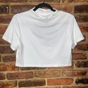 Blush Mark White Short Sleeve Keyhole Open Bust Crop Top Women's Size 0X